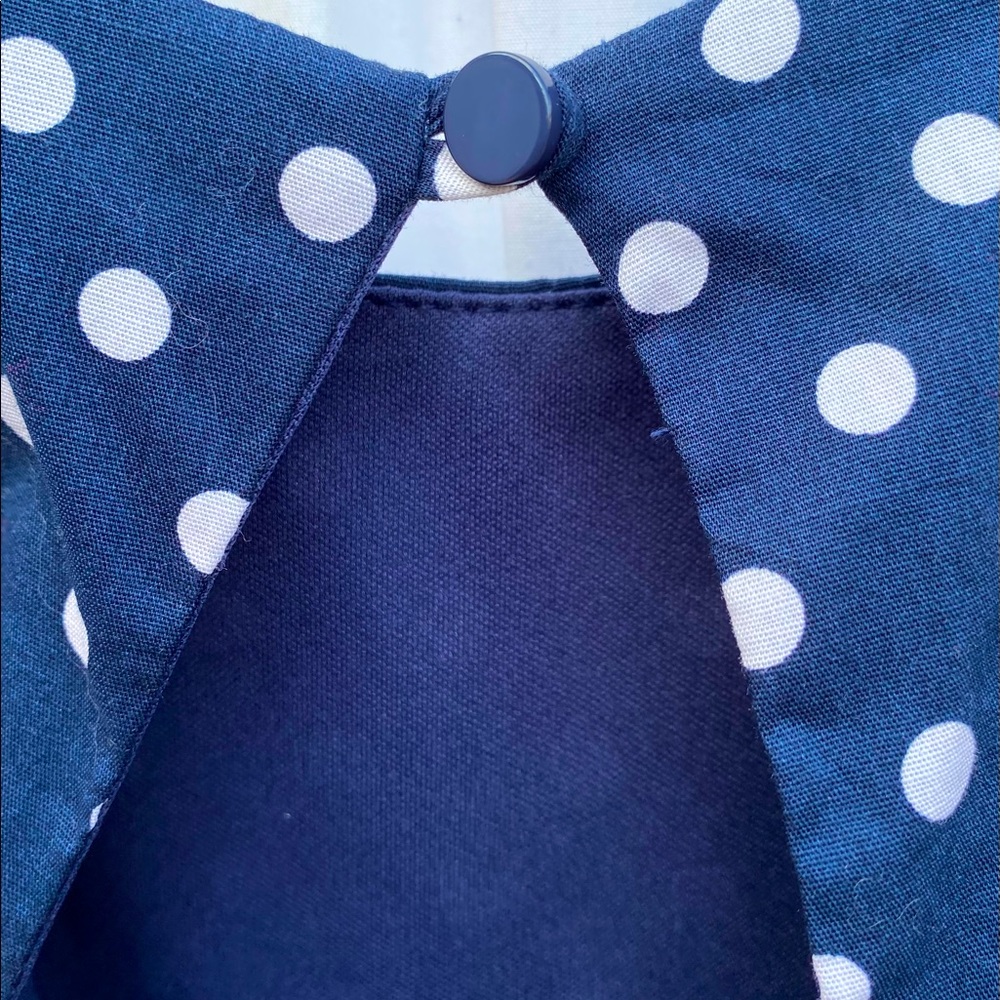Emerald Sundae Sleeveless Navy Polka Dot Party Dress with Attached Slip - Picture 6 of 14